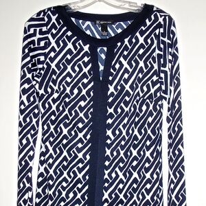 INC WOMEN'S BLACK & WHITE STRETCH LONG SLEEVED PULLOVER DRESS SIZE S